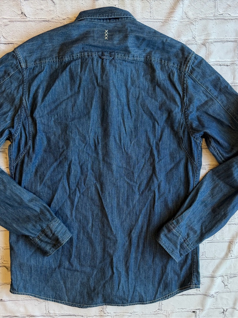 Scotch & Soda Men’s Long Sleeve Button-Down Denim Shirt Blauw EUC Size Large - Picture 10 of 16